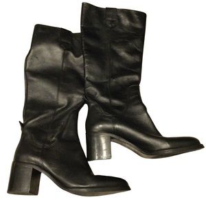 ZARA Ladies Black Leather Riding Boots